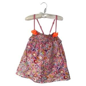 Boden Girls Flamingo Pink Layered Woven Top Boho Girly Shirt Blouse 7-8 Girls